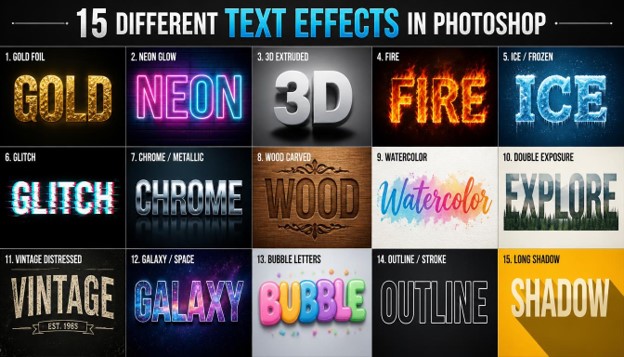 15 Best Text Effects in Photoshop Beginner Tutorials 2026